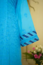 Elegant Blue Bakhiya Ghas Patti Suit. - Image 4