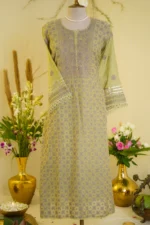 Lavender Ghas Patti & Jali Embroidered Ensemble