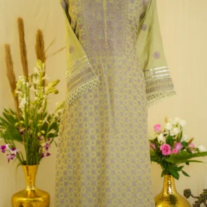 Lavender Ghas Patti & Jali Embroidered Ensemble