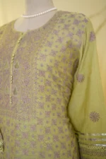 Lavender Ghas Patti & Jali Embroidered Ensemble - Image 5