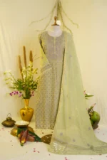 Lavender Ghas Patti & Jali Embroidered Ensemble - Image 6