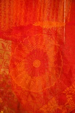 Yellow & Brick-Red Tapechi Embroidered Saree. - Image 4