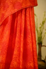 Yellow & Brick-Red Tapechi Embroidered Saree. - Image 6