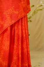 Yellow & Brick-Red Tapechi Embroidered Saree. - Image 8