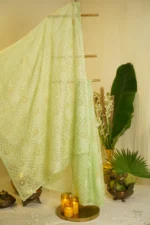Green Saree with Ghas Patti & Phanda Embroidery. - Image 3