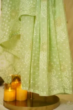 Green Saree with Ghas Patti & Phanda Embroidery. - Image 4