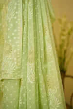 Green Saree with Ghas Patti & Phanda Embroidery. - Image 5