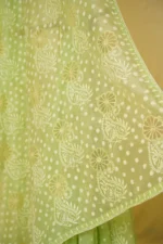 Green Saree with Ghas Patti & Phanda Embroidery. - Image 6