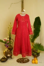 Golden Tissue Cutwork Anarkali.