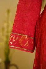 Golden Tissue Cutwork Anarkali. - Image 4