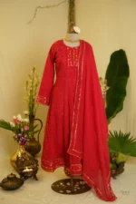 Golden Tissue Cutwork Anarkali. - Image 5