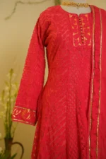 Golden Tissue Cutwork Anarkali. - Image 7