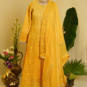 Elegant Cutwork Anarkali Set.