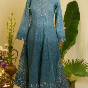 Grey Shimmer Cutwork Elegance.