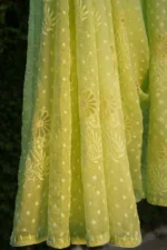 Green Saree with Ghas Patti & Phanda Embroidery. - Image 8