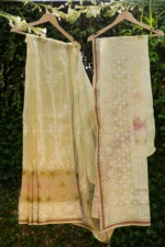 Silk Organza Saree with Tapechi & Zardozi Embroidery. - Image 3