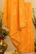Orangish-Hued Saree with Leheriya Border. - Image 3