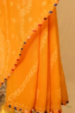 Orangish-Hued Saree with Leheriya Border. - Image 5