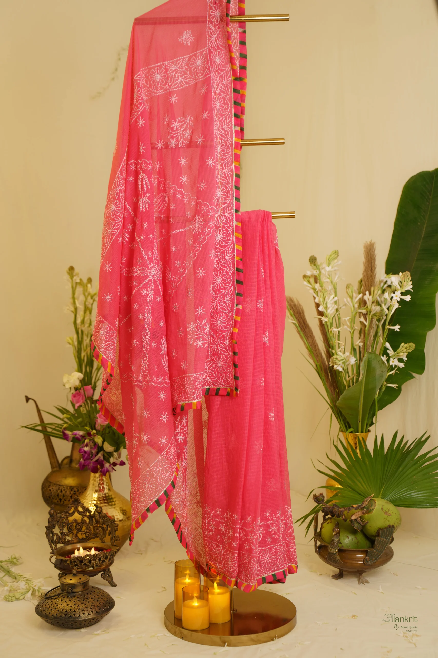 DSC07746 Magenta Saree with Green Blouse. - Image 1