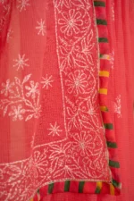Magenta Saree with Green Blouse. - Image 3