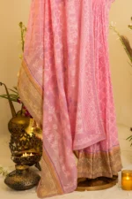 Pink Kota Saree with Banarasi Border. - Image 6