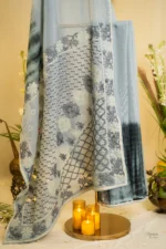 Shibori-Dyed Kota Saree with Bakhya Embroidery. - Image 3