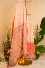 Shibori Saree with Contrasting Bakhiya Embroidery.