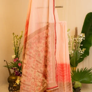 Shibori Saree with Contrasting Bakhiya Embroidery.