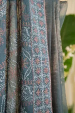 Emerald Blue Tissue Saree with Tapechi Embroidery. - Image 4