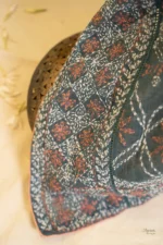 Emerald Blue Tissue Saree with Tapechi Embroidery. - Image 5