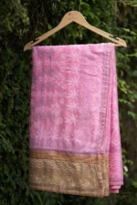 Pink Kota Saree with Banarasi Border. - Image 3